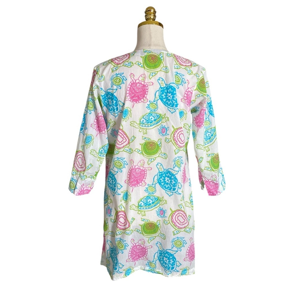 Gretchen Scott Coastal Turtle Print Vacation Resort Beach Colorful Tunic Top S - Picture 6 of 8